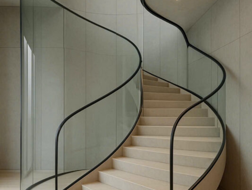 Kính Cầu Thang Uốn Hiện Đại: Nâng Tầm Không Gian Sống Sang Trọng & Tin