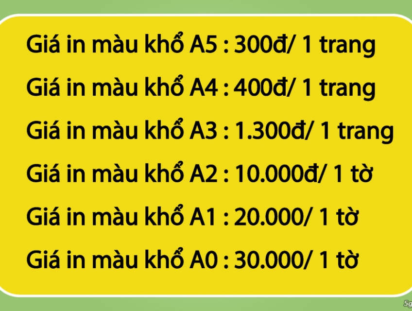 Dịch vụ in màu khổ A2 đẹp Tại Hà Nội