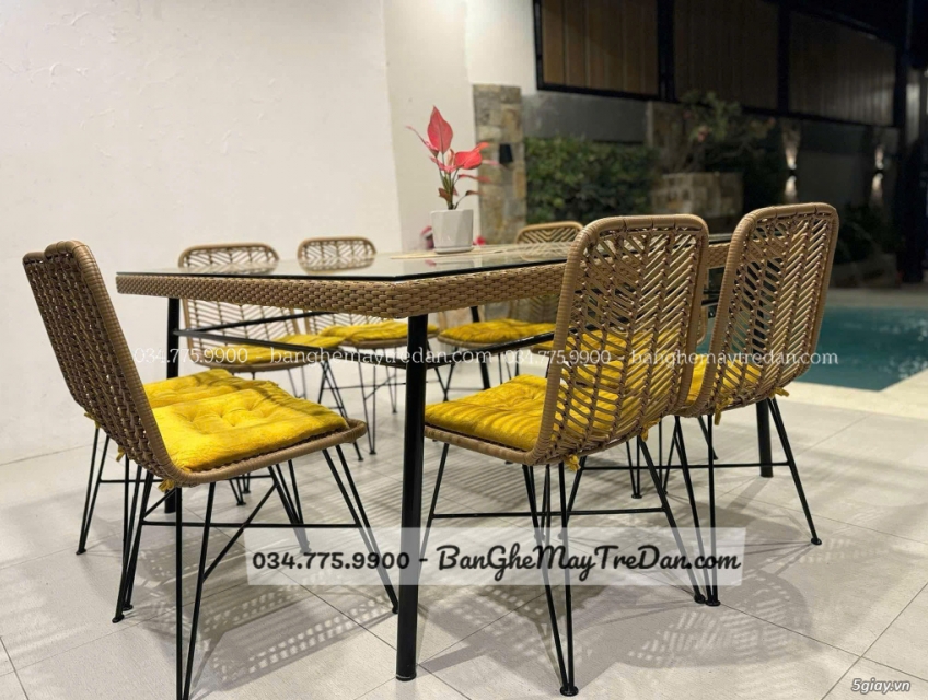 Bộ bàn ghế ăn bằng nhựa giả mây bền đẹp bán tại TP HCM