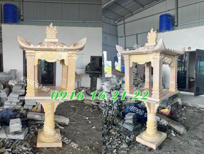 Lắp đặt mẫu bàn thờ tứ diện phật bằng đá tại Hải Dương