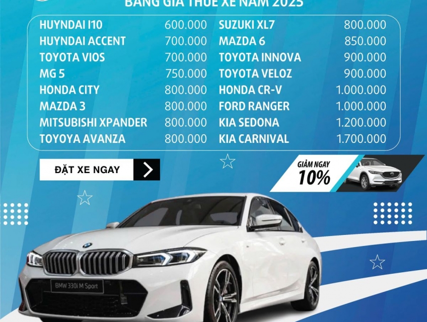 Cho thuê xe tự lái giá tốt tại TPHCM