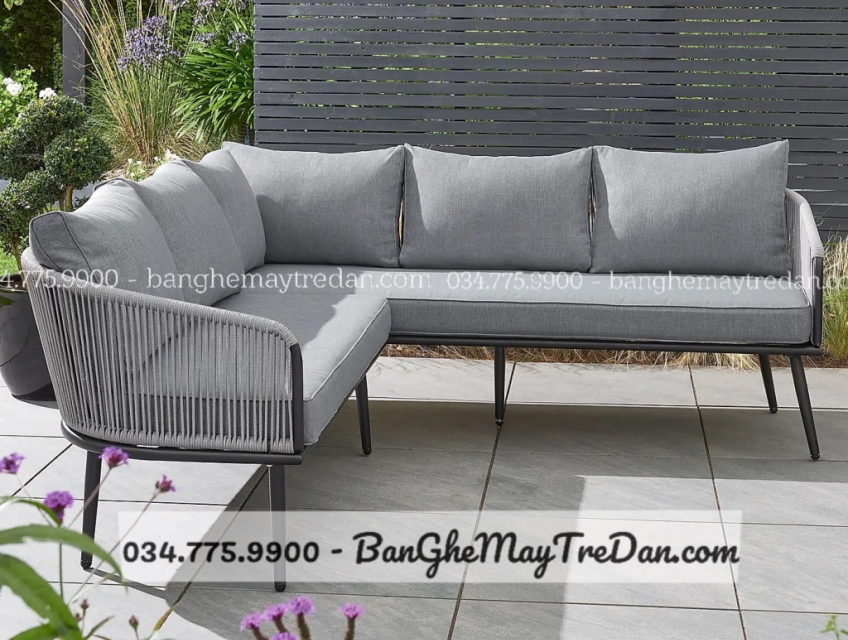 Sofa chữ L màu xám ghi đặt làm theo yêu cầu