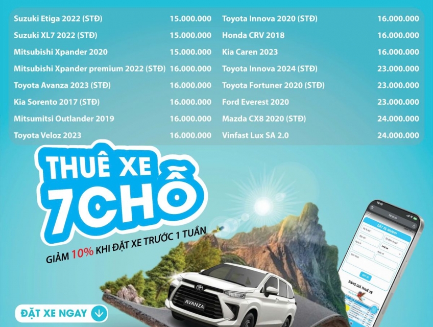 Cho thuê xe tự lái - Thuê xe có tài xế giá tốt tại TPHCM