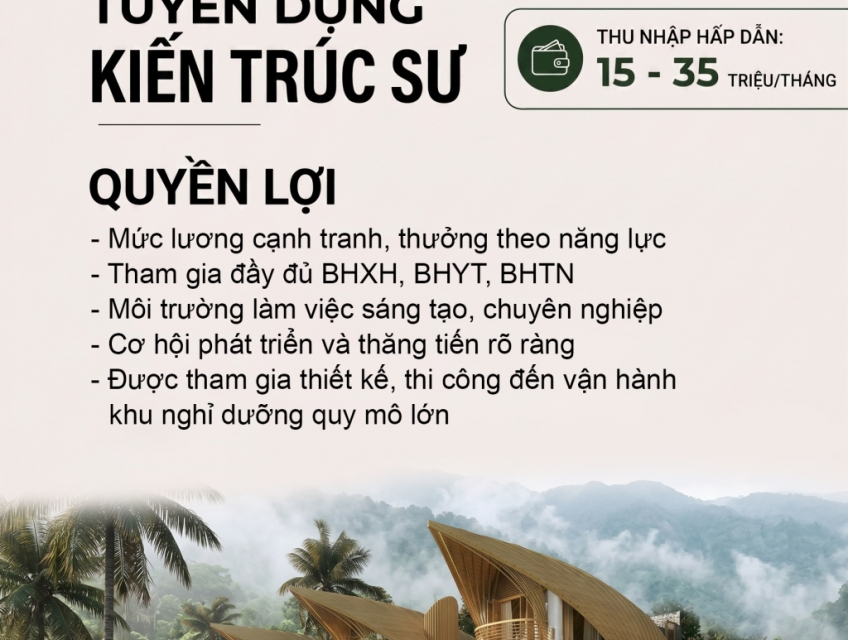 TUYỂN 2 KIẾN TRÚC SƯ HÀ ĐÔNG