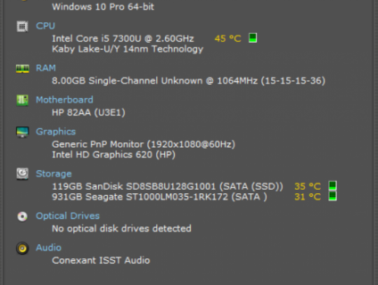 HP ProBook 640 G3  fullHD i5 8 GB SSD 120, 1TB HDD