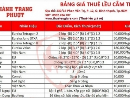 Thuê Lều Cắm Trại Giá Rẻ Tại Tp.HCM