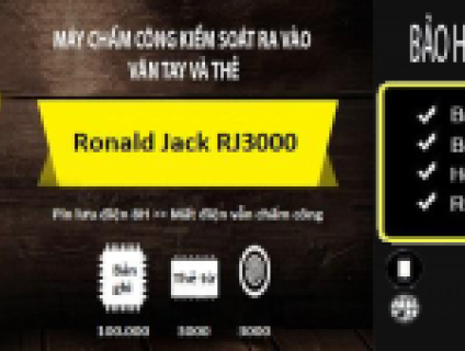 Máy chấm công Ronald Jack RJ3000 : 3000 vân tay, 3000 thẻ, có pin