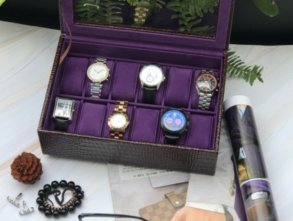 Hộp đồng hồ nâu cá sấu VISTA