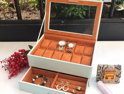 Hộp đồng hồ 2 tầng màu xanh mint VISTA