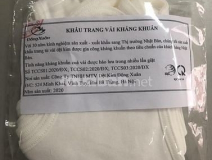 Khẩu trang vải kháng khuẩn 2 lớp