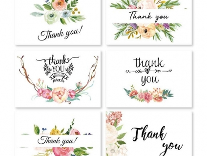 COMBO 6 BỘ THIỆP THANK YOU PHONG CÁCH VINTAGE COLORS FLORAL