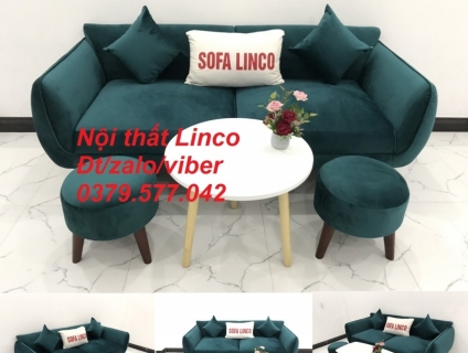 Bộ bàn ghế Sofa băng xanh cổ vịt vải nhung giá rẻ đẹp Bình Thuận