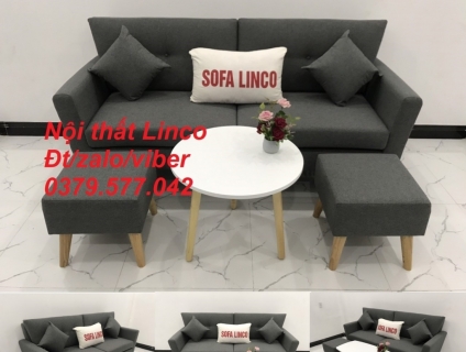 Bộ bàn ghế Sofa băng văng dài xám đậm đen lông chuột giá rẻ Tây Ninh