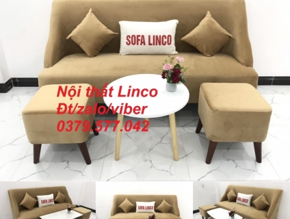 Bộ bàn ghế Sofa salong băng văng dài màu nâu sữa giá rẻ Linco Bến Tre