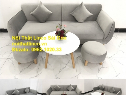 Bộ ghế salon băng rẻ xám lông chuột đẹp hiện đại phòng khách Linco SG