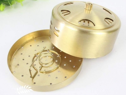 Bộ Hộp ngải cứu bằng đồng cao cấp ít khói+Bao nhung+Hộp ngải đoạn 108v