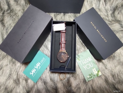 Đồng hồ DW Patite mặt đen dây vàng chính hãng fullbox