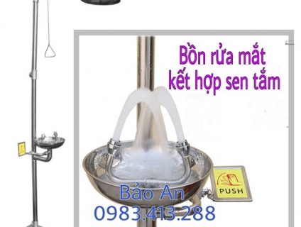 Bồn rửa mắt và tắm khẩn cấp có chân đạp inox 304