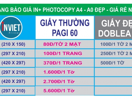 Photo màu A4 - A3 giá bao nhiêu 1 tờ