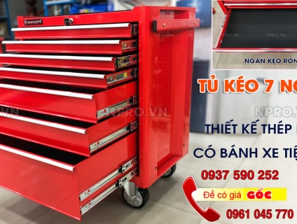2 mẫu tủ đựng đồ nghề dụng cụ 7 ngăn kéo khóa, có bánh xe di chuyển