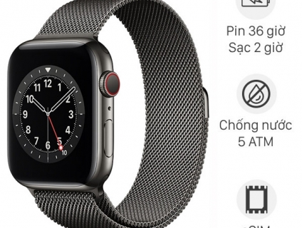 Apple watch thép 6 44mm milan graphite và silver new seal chưa active