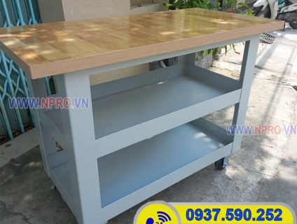 Bàn nguội mini, Bàn nguội có kệ đựng dụng cụ 2 ngăn có bánh xe