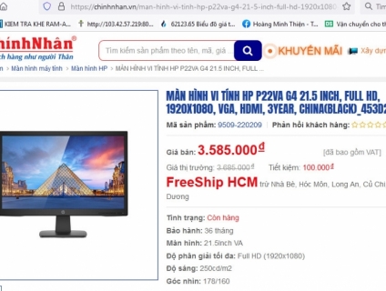 == LCD HP 22" MỚI 100% 2c8 + TÚI 14" 15" SLL ==