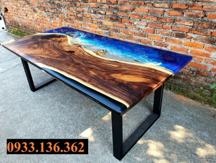 BÀN EPOXY SÓNG BIỂN GỖ ME TÂY
