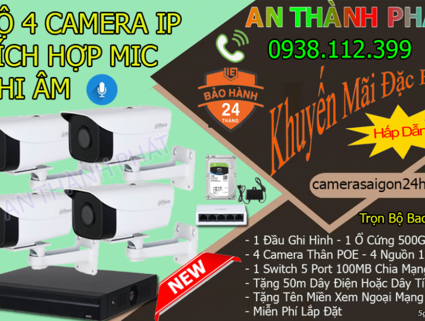 Bán Bộ 4 Camera IP POE Ghi Âm Chính Hãng / Giá Rẻ