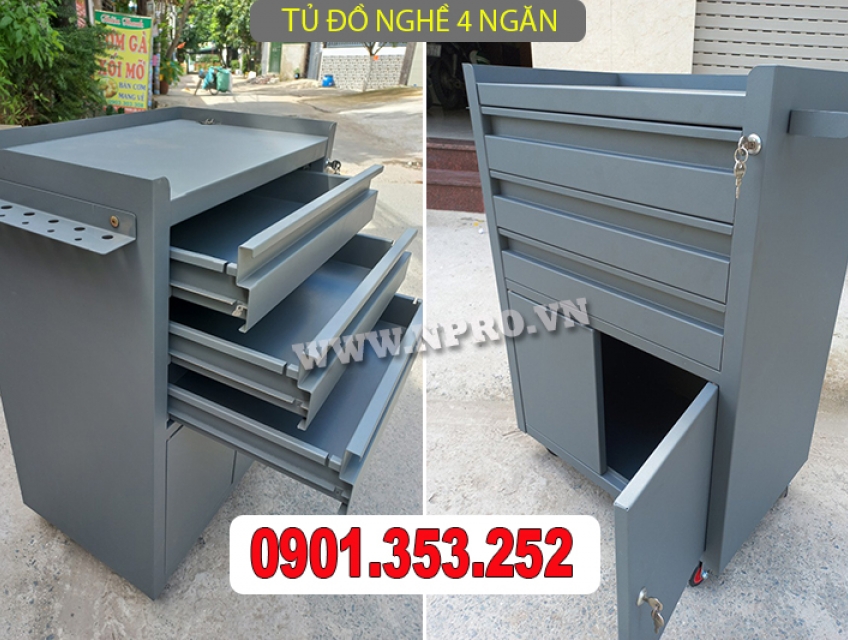 Tủ đựng đồ nghề linh kiện 4 ngăn di động