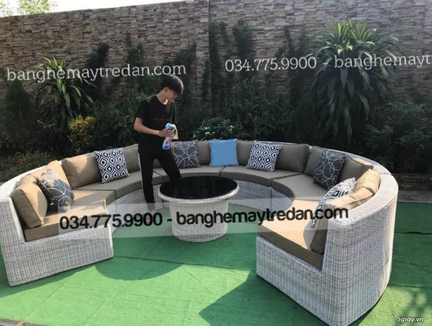 Sofa nhựa giả mây để sân vườn - Bàn ghế mây tre đan