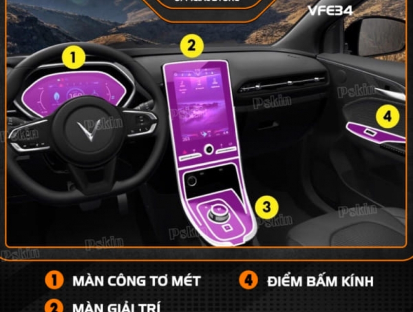 Bộ miếng dán nội thất ô tô Vinfast VFE34
