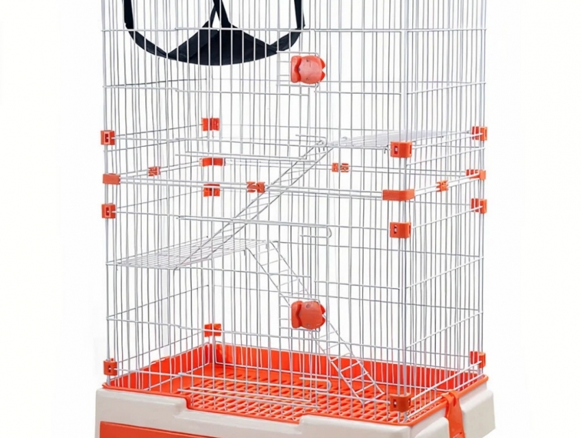 Chuồng mèo 2 tầng nan sắt có khay AUPET Exercise Cat Cage