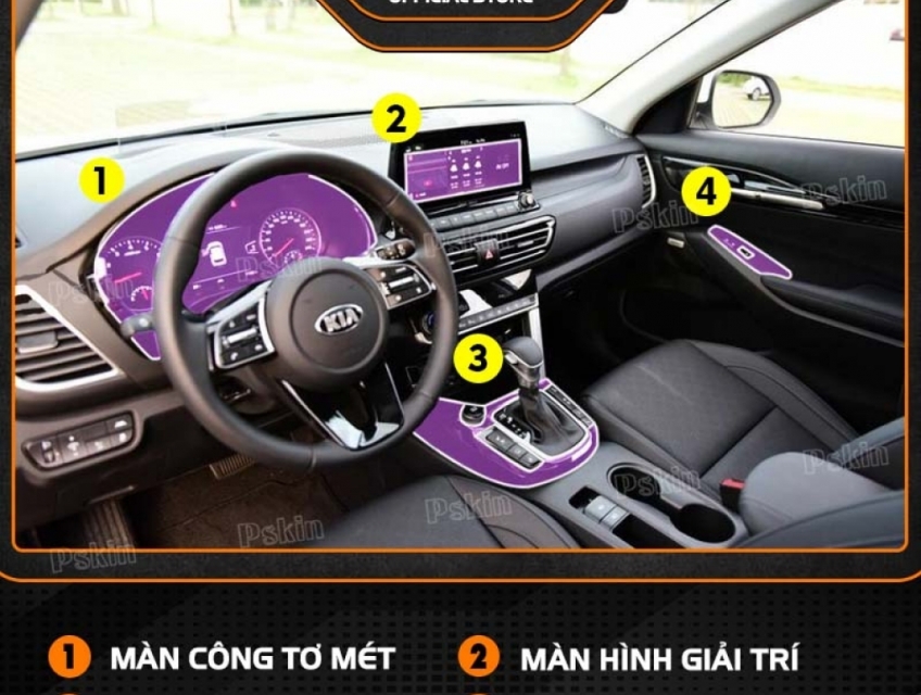 Bộ dán nội thất ô tô KIA Seltos 2021-2022 PPF cải tiến