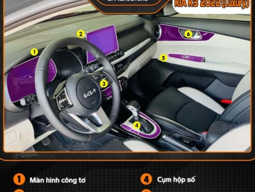 Dán nội thất ô tô KIA K3 2022 – 2023 PPF trong suốt