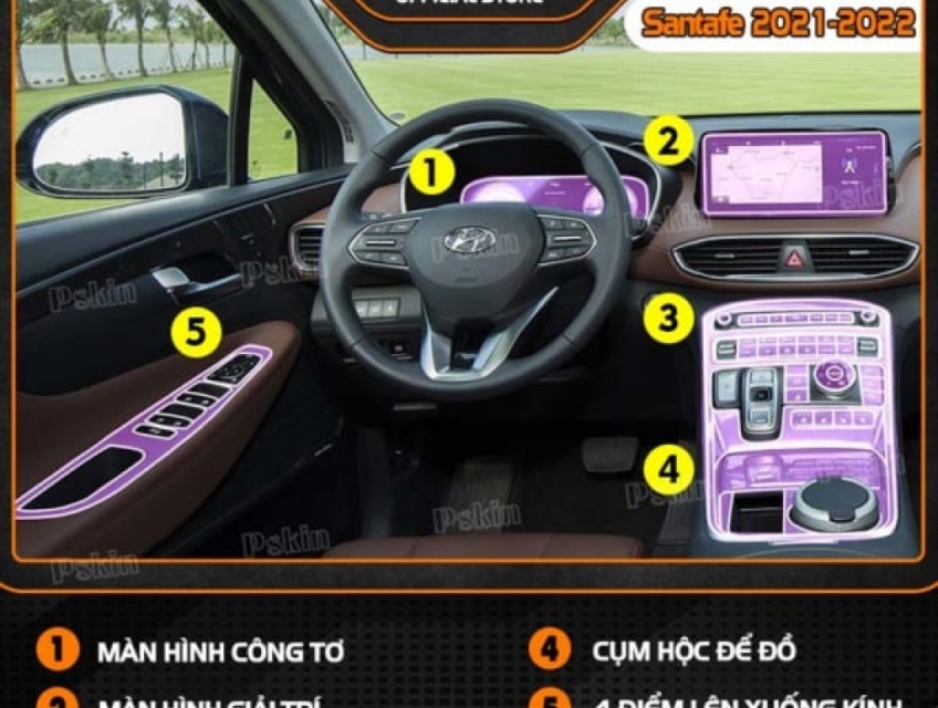 Bộ dán PPF nội thất ô tô Hyundai Santafe 2019 – 2022