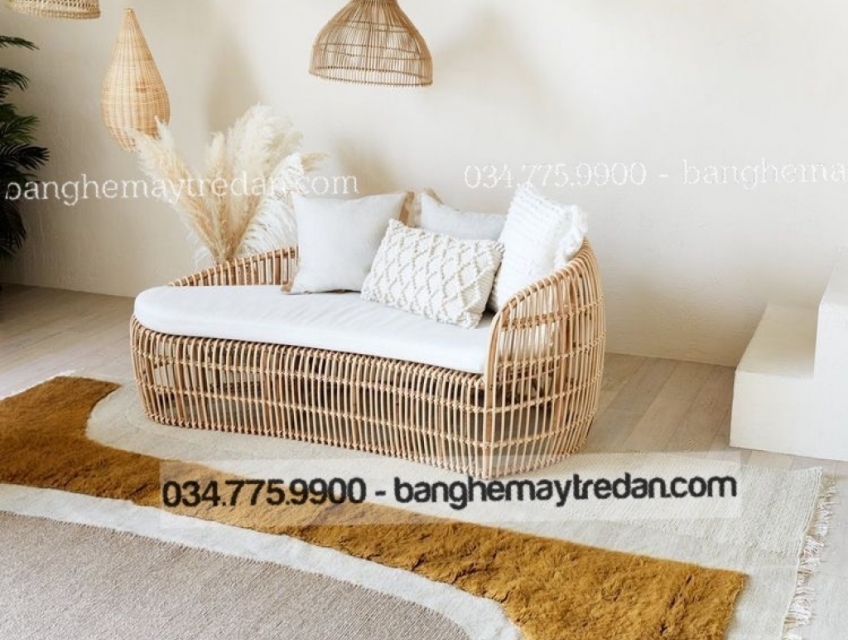 Băng ghế sofa bằng song mây tự nhiên