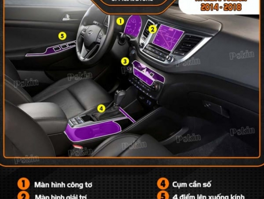Bộ dán nội thất Hyundai Tucson 2014 – 2022 PPF cải tiến mới