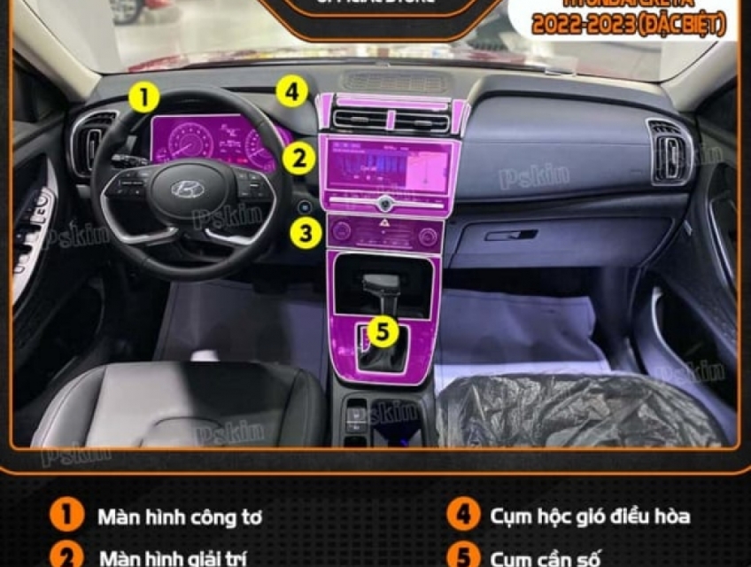 Dán nội thất Hyundai Creta bản tiêu chuẩn| đặc biệt| cao cấp