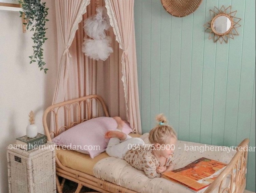 Phong cách nội thất Boho cùng giường song mây tự nhiên