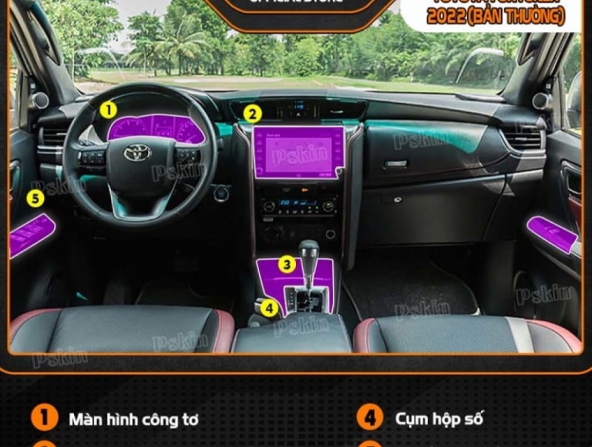 Dán PPF nội thất ô tô Toyota Fortuner 2017 – 2023