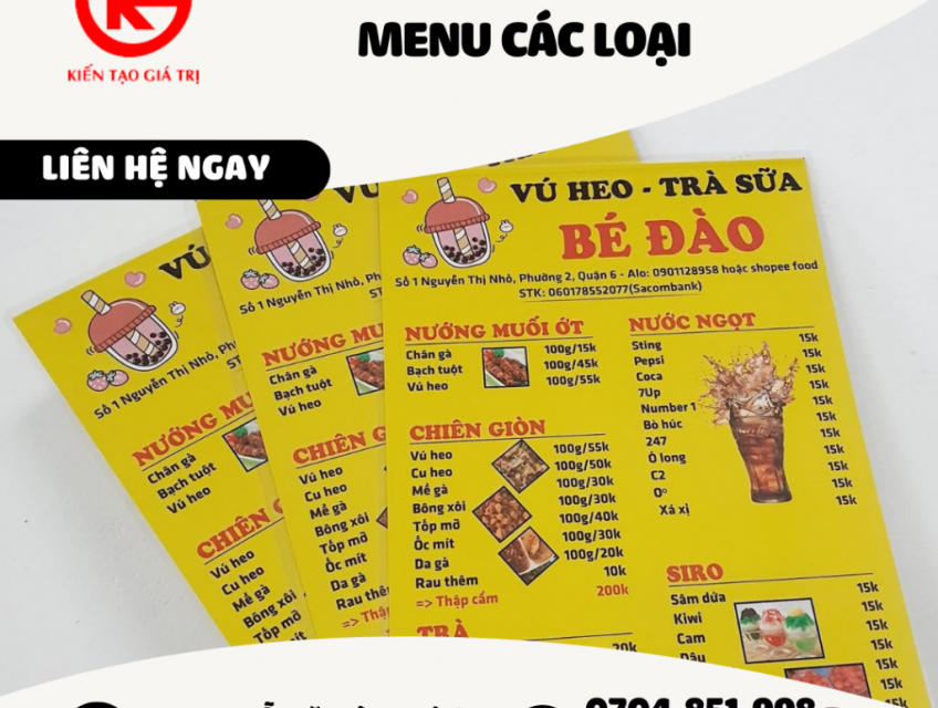 In ấn sản xuất menu kháng nước PVC