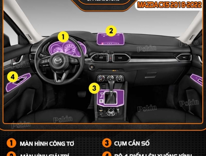Dán nội thất Mazda Cx5 2018 – 2022 cho các phiên bản
