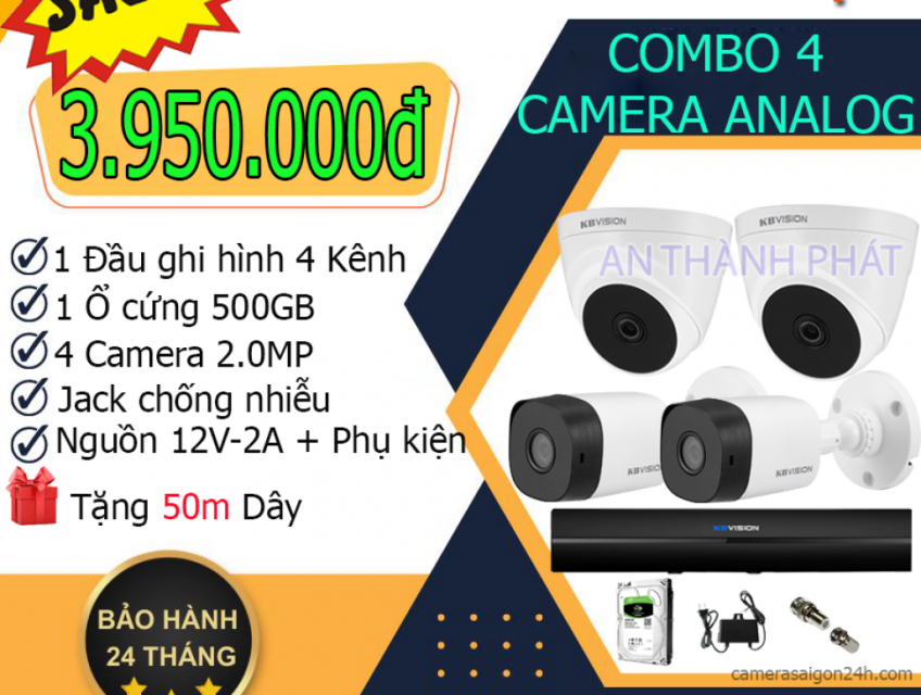 Combo 4 Camera Chính Hãng KBVISION Giá Rẻ