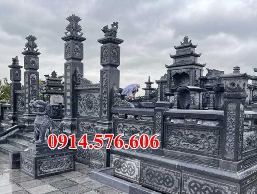 17 Lan can nhà mồ mả đá xanh tự nhiên nguyên khối