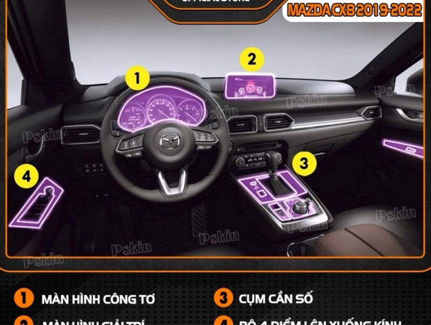 Dán PPF nội thất ô tô Mazda Cx8 2019 – 2022 new