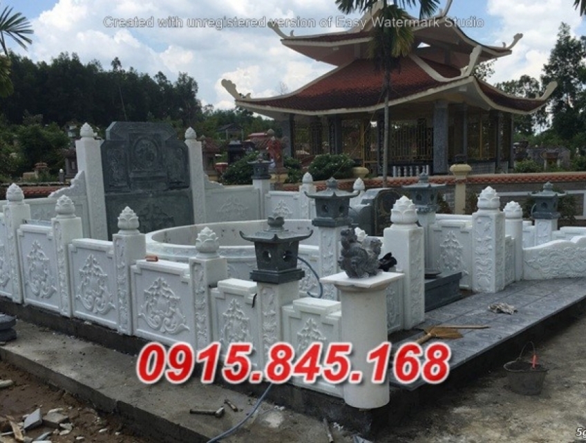 57 Lan can nhà mồ đá xanh tự nhiên đẹp hoà bình