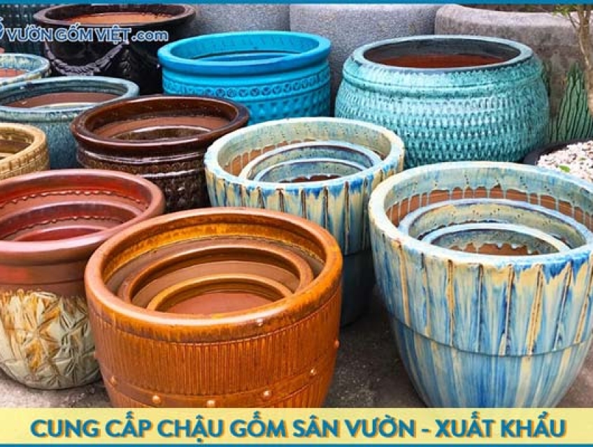 Chậu gốm sứ giả cổ, nét đẹp trang trí sân vườn