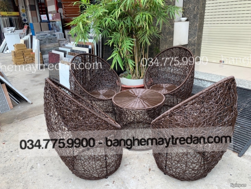 Ghế nhựa giả mây đan rối tổ chim