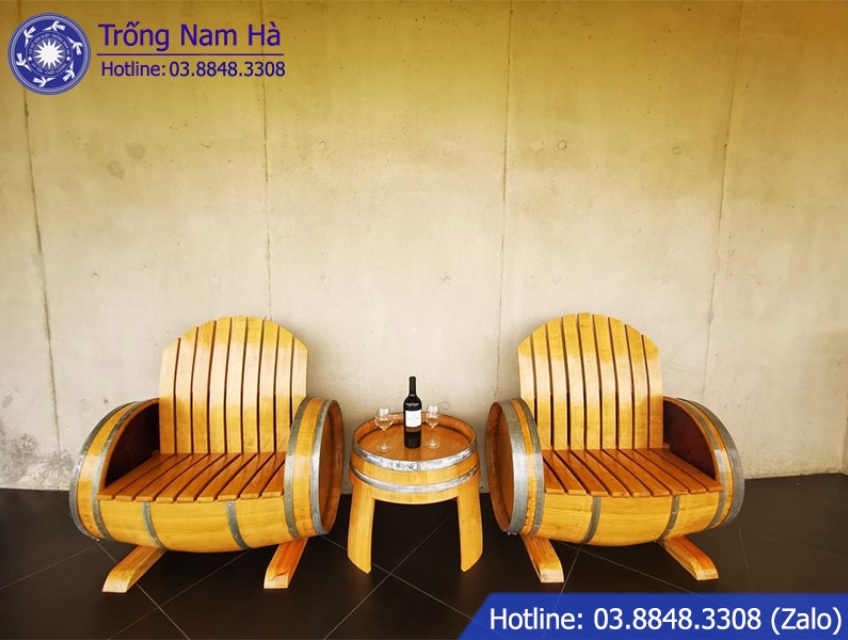 thùng gỗ trang trí bàn ghế decor quán cafe